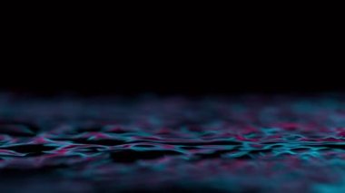 Neon ışıklarıyla aydınlatılan su kaplamasının süper yavaş çekimi. Çok hızlı bir kamerayla çekildi, 1000 fps..