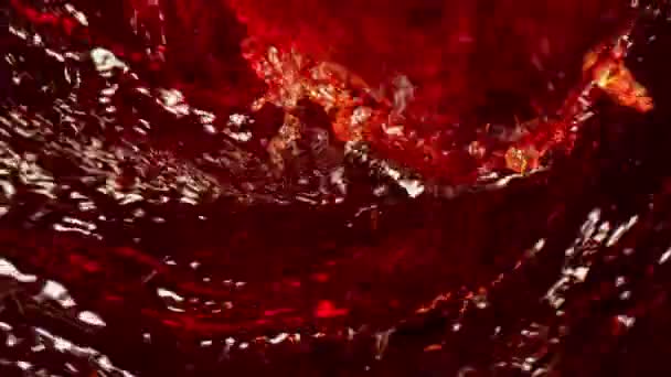 Super Slow Motion Pouring Red Wine Whirl Shape Filmed High — Stock Video