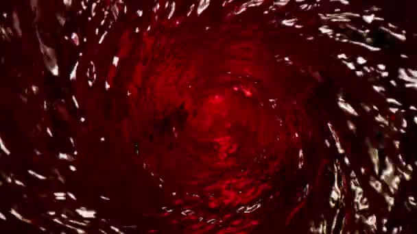 Super Slow Motion Vino Rosso Forma Vorticosa Girato Cinepresa Alta — Video Stock