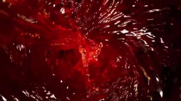 Movimento Super Lento Derramar Vinho Tinto Forma Turbilhão Filmado Câmera — Vídeo de Stock