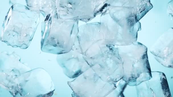 Super Slow Motion Rotating Ice Cubes Water Filmed High Speed — Stock Video