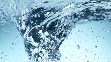 Baloncuklu dönen suyun ayrıntıları, yakın plan. Soyut aqua arkaplanı.