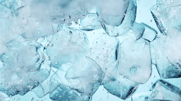 Detail Des Wirbelnden Wassers Mit Eiswürfeln Nahaufnahme Abstrakter Aqua Hintergrund — Stockfoto