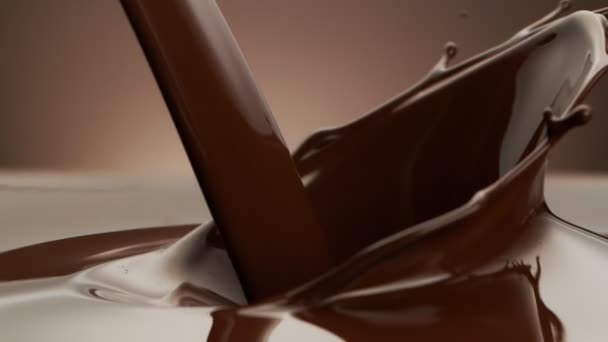 Movimento Super Lento Derramar Chocolate Quente Escuro Filmado Com Câmera — Vídeo de Stock