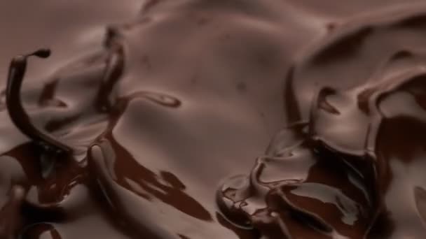 Super Cámara Lenta Las Ondas Chocolate Caliente Oscuro Filmado Cámara — Vídeos de Stock