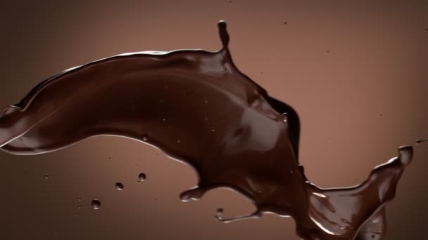 Super Slow Motion Mörk Varm Choklad Stänk Inspelning Höghastighetsbio Kamera — Stockvideo