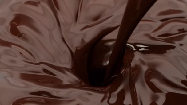 Szuper Lassított Felvétel Sötét Forró Csokoládéról Ami Twisterbe Ömlik Filmre — Stock videók