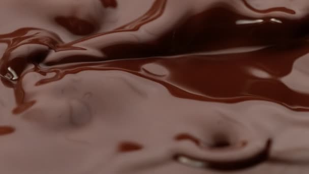 Szuper Lassított Felvétel Sötét Forró Csokoládé Fröccsenés Filmre Véve Nagy — Stock videók