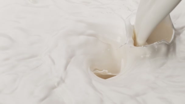 Супер Медленное Движение Смешивания Сливок Молока Проливным Налетом Снято Камеру — стоковое видео