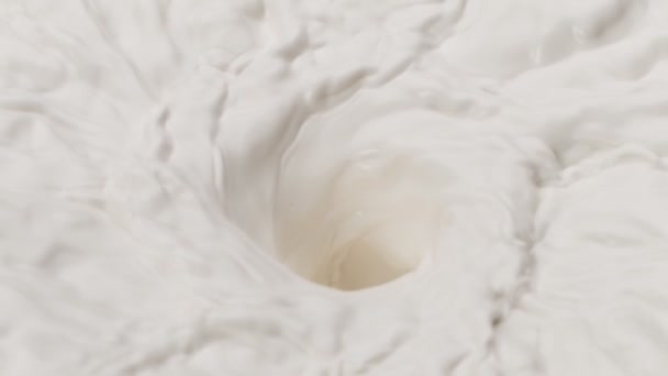 Super Slow Motion Mixing Cream Milk Detail Filmed High Speed — Stock Video