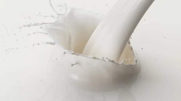 Plons Van Melk Close Verse Melk Melk Crème Achtergrond — Stockfoto