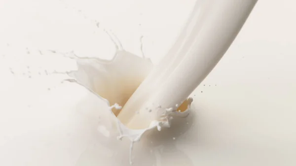特写镜头中的牛奶飞溅 鲜牛奶机乳脂背景 — 图库照片