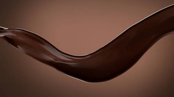 chocolate splash wavy shape, isolated on brown background