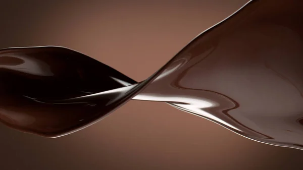 Chocolate Splash Wavy Shape Isolated Brown Background — Stock Photo, Image