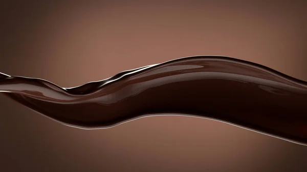 chocolate splash wavy shape, isolated on brown background