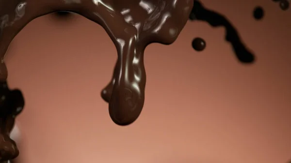 Plons Van Bruinachtige Warme Chocolademelk Bruine Achtergrond Abstracte Voedselachtergrond — Stockfoto