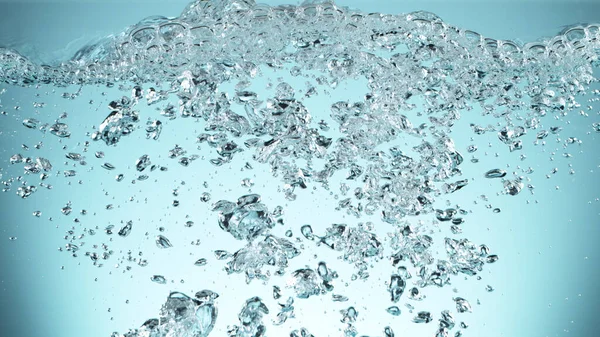 Burbujas Agua Aisladas Sobre Fondo Azul Textura Abstracta Agua Burbujeante — Foto de Stock