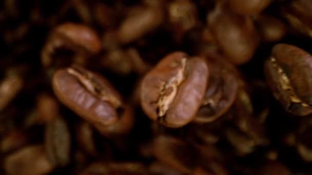 Super Slow Motion Chicchi Caffè Volanti Girato Cinepresa Alta Velocità — Video Stock