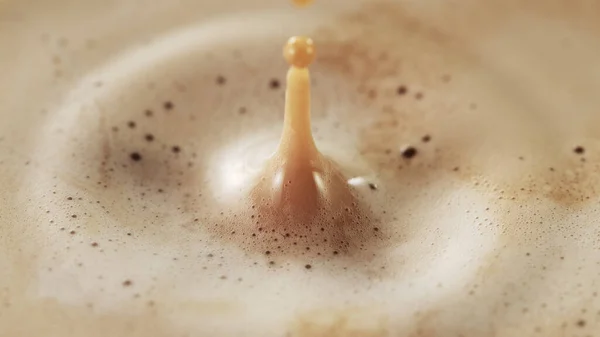 コーヒーの落下のマクロショットの凍結運動がカップに落ちる 超ディテール — ストック写真
