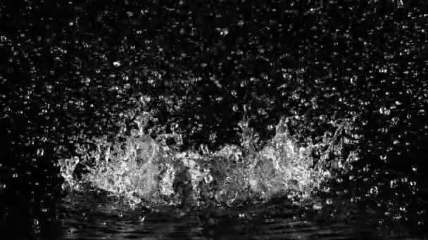 Super Slow Motion Splashing Water Isolated Black Background Filmed High — Stock Video