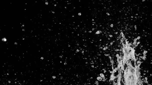 Super Slow Motion Splashing Water Isolated Black Background Filmed High — Stock Video