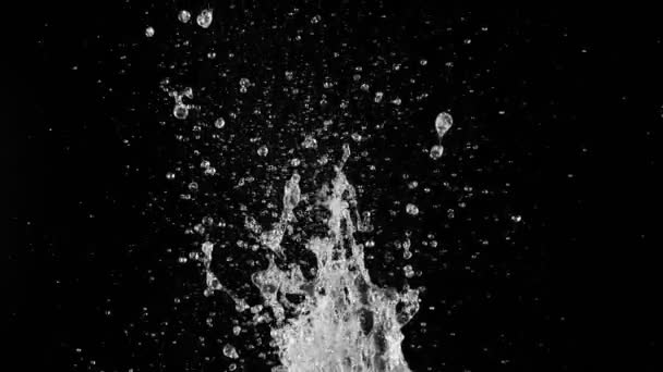 Super Slow Motion Spruzzi Acqua Isolati Sfondo Nero Girato Cinepresa — Video Stock