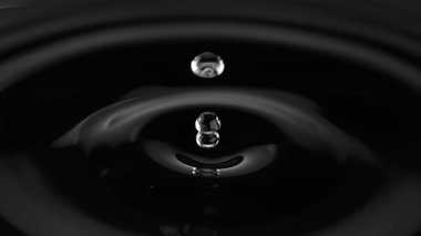 Suyu koyu siyah renklerde bırakmanın makro görüntüsü.