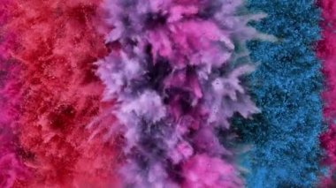 Renkli barut patlamasının süper yavaş çekimi. Yüksek hızlı sinema kamerası, 1000fps.