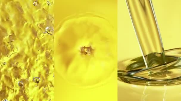 Super Slow Motion Splashing Oil Collection Filmed High Speed Cinema — Stock Video