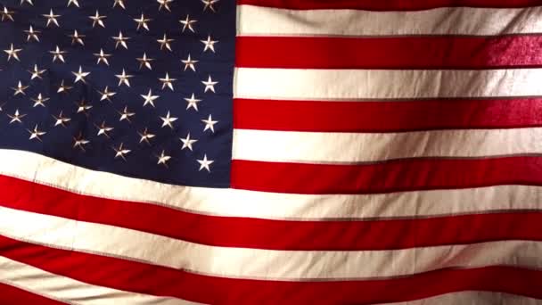 Super Slow Motion Waving Flag Usa Close Filmed High Speed — Stockvideo