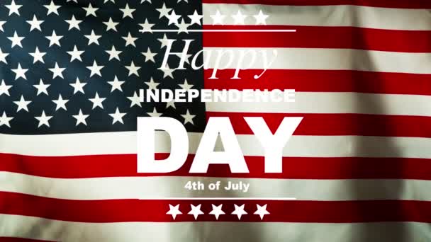 Super Slow Motion Waving Flag Usa Independence Day Text Filmed — Vídeo de stock