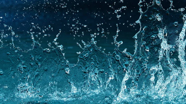 Abstraktes Wasser Spritzt Isoliert Auf Blauem Hintergrund Gefrierbewegung — Stockfoto