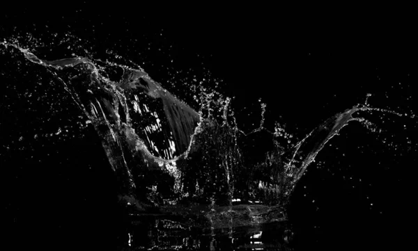 Αφηρημένες Πιτσιλιές Νερού Που Απομονώνονται Μαύρο Φόντο Παγωμένη Κίνηση — Φωτογραφία Αρχείου