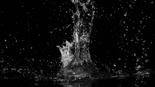 Abstraktní Vodní Stříkance Izolované Černém Pozadí Zmrazit Pohyb — Stock fotografie