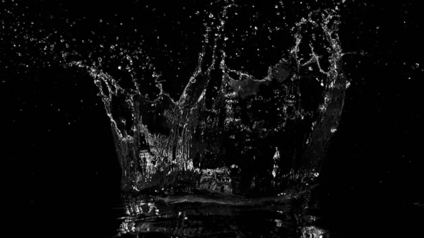 Αφηρημένες Πιτσιλιές Νερού Που Απομονώνονται Μαύρο Φόντο Παγωμένη Κίνηση — Φωτογραφία Αρχείου