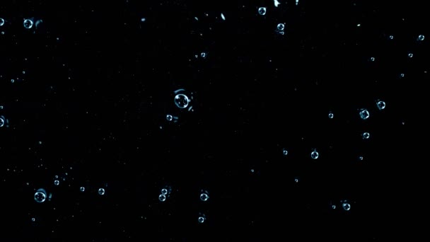 Сверхмедленное Движение Темной Воды Воздушными Пузырями Деталях Снято Камеру Высокоскоростного — стоковое видео