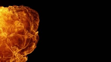 Siyah arka planda izole edilmiş süper yavaş ateş patlaması. Yüksek hızlı sinema kamerası, 1000 fps.