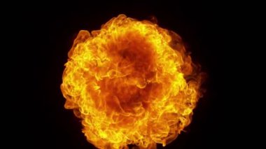 Siyah arka planda izole edilmiş süper yavaş ateş patlaması. Yüksek hızlı sinema kamerası, 1000 fps.