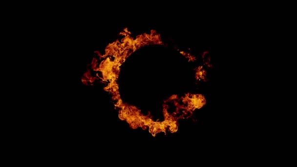 Super Slow Motion Fire Circle Isolated Black Background Filmed High — Stock Video