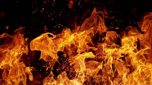Texture Flames Isolated Black Background Fire Fiery Element — Stock Photo, Image