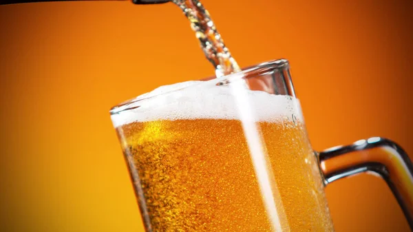 Pouring Beer Pint Close Fresh Beverages Pub Backgorund — Stock Photo, Image