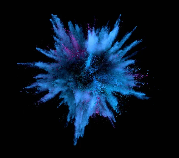 Freeze Motion Coloured Powder Explosion Isolated Black Background Abstract Shape — Stock Photo, Image