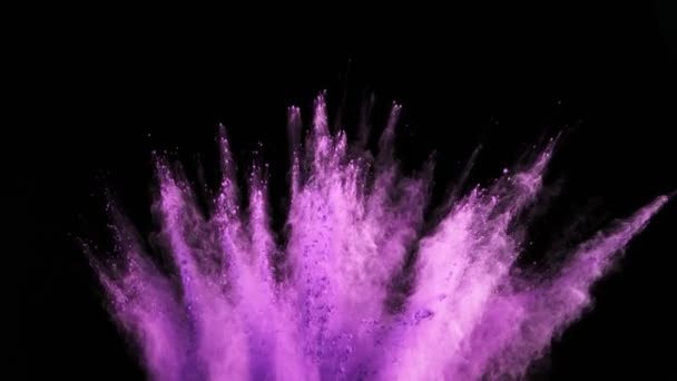 Super Slow Motion Colored Powder Explosion Isolated Black Background Filmed — Stock Video