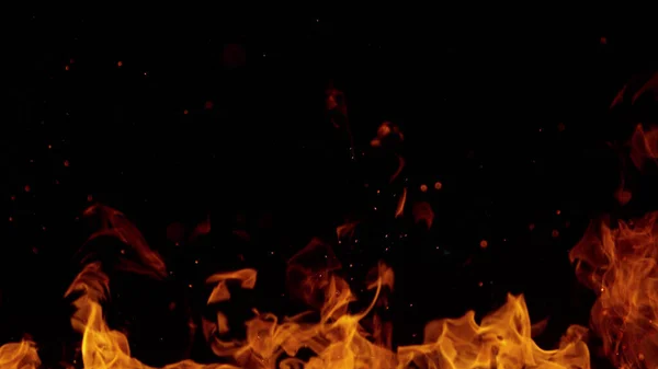 Текстура Полум Ізольована Чорному Тлі Вогонь Вогняний Елемент — стокове фото