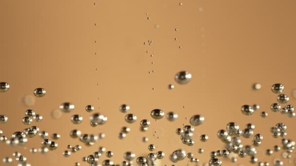 Super Slow Motion Champagne Bolle Texture Girato Cinepresa Alta Velocità — Video Stock