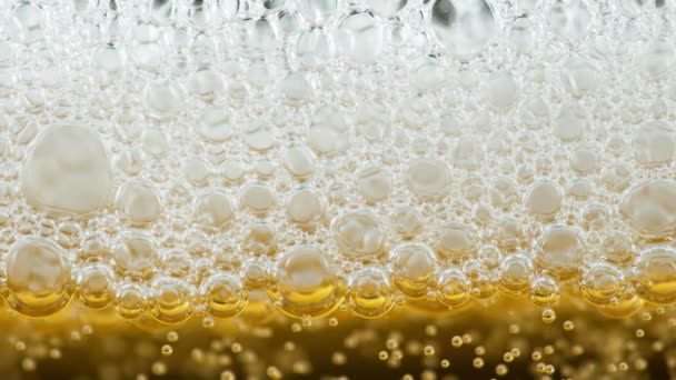 Super Slow Motion Champagne Bubbles Texture Filmed High Speed Cinema — Stock Video