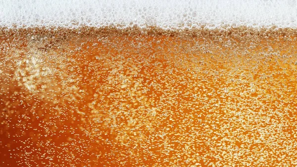 Close Bolhas Cerveja Com Espuma Textura Abstrata — Fotografia de Stock