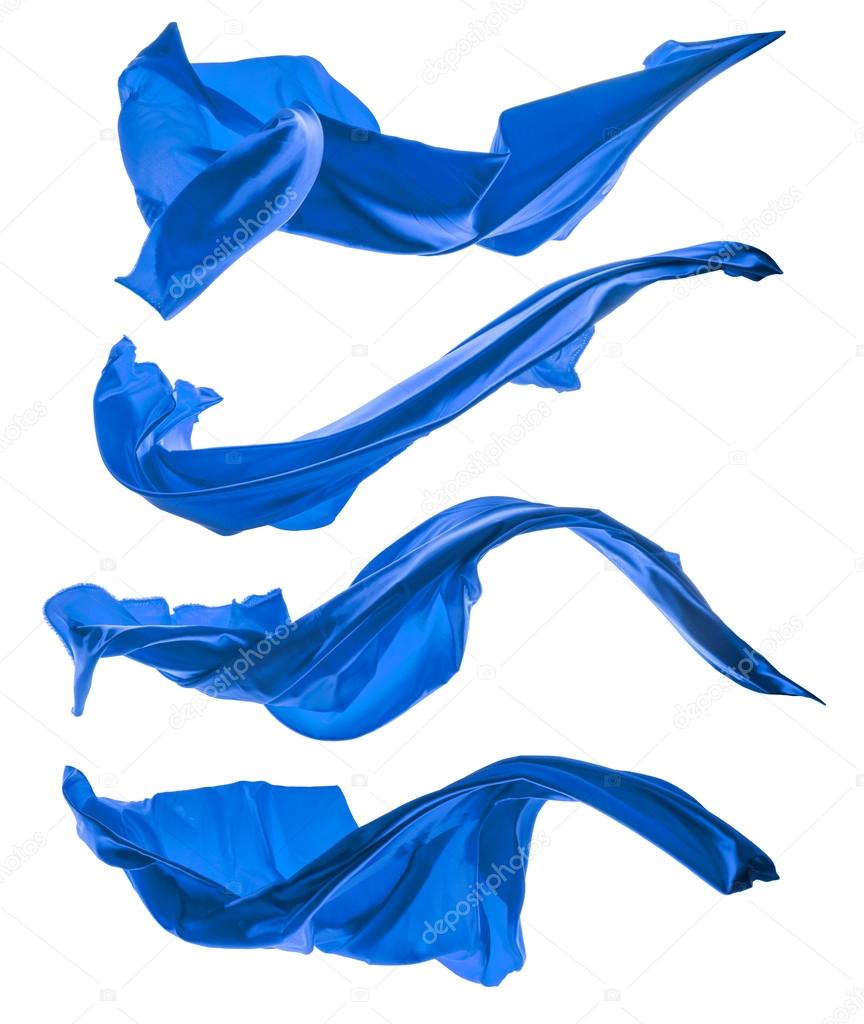 Blue satins shape on white background