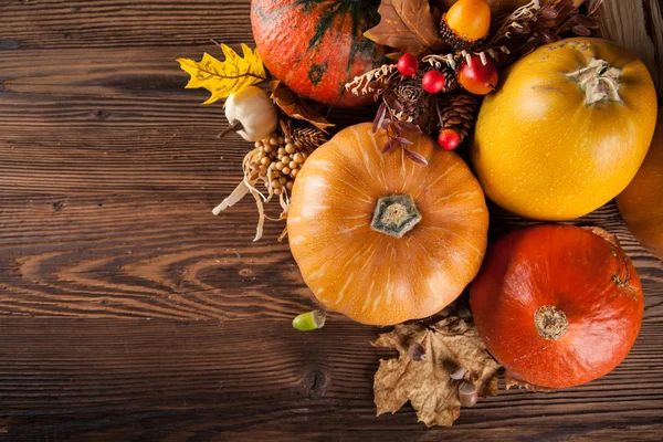 Otoño productos agrícolas en madera — Foto de Stock