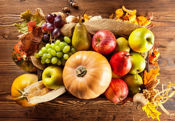 Autumn agriculture products on wood — Stock Photo, Image